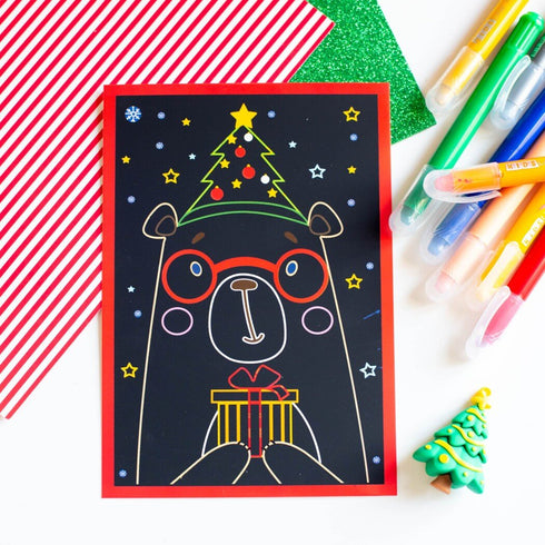 Farbgravuren und Malvorlagen. Neujahr