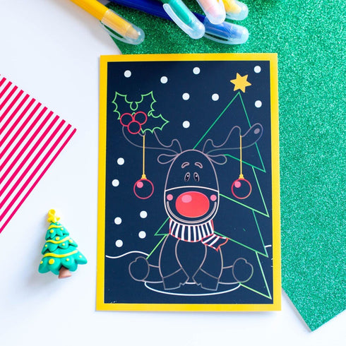 Farbgravuren und Malvorlagen. Neujahr