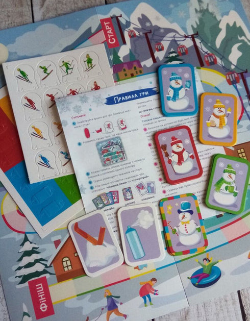 Brettspiel. Skirennen