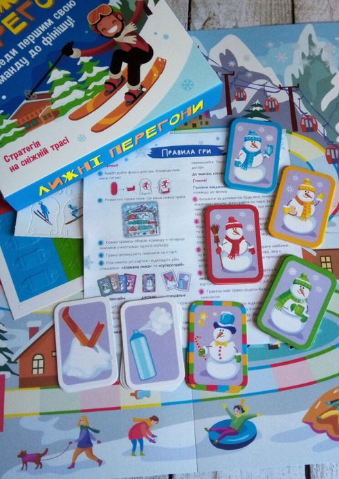 Brettspiel. Skirennen