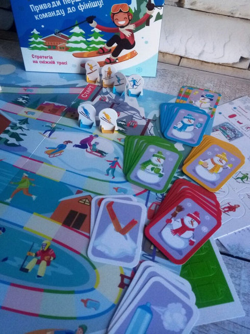 Brettspiel. Skirennen